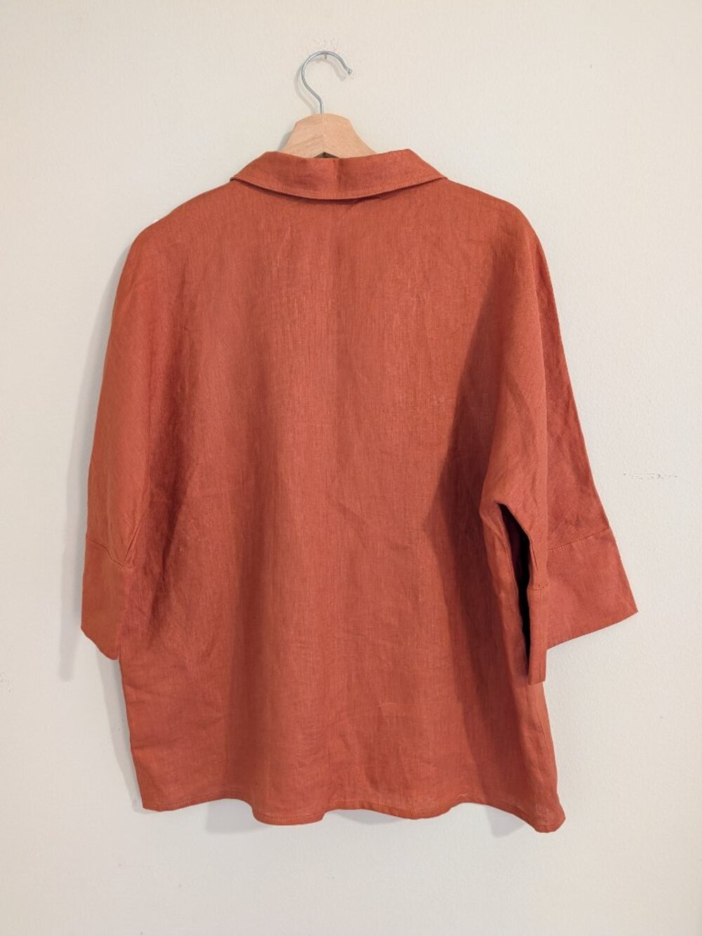 Petite Studio 100% Linen Antoine Blouse Oversize Shirt Top Rust Orange Size S - Picture 3 of 10